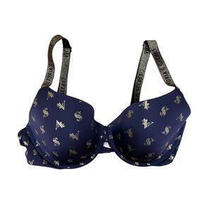 Victoria's‎ Secret Wireless Bra Size 34D Blue Gold